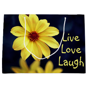 Yellow Dahlia Elegant Flower Inspirational Quote Large Gift Bag