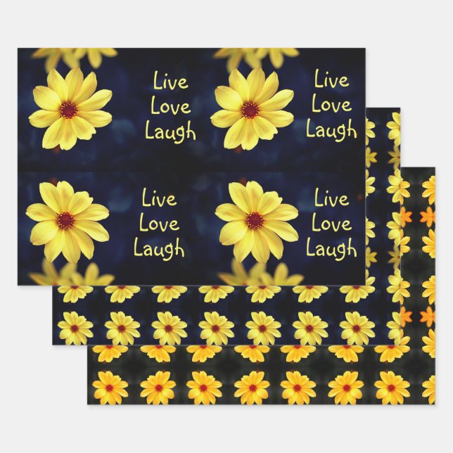 Yellow Dahlia Elegant Flower Inspirational Quote Wrapping Paper Sheet (Set)
