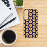 Yellow Dahlia Floral Pattern on Blue Samsung Galaxy Case<br><div class="desc">Protect your Samsung Galaxy S22 phone with this trendy phone case that features the photo image of a little, yellow Dahlia flower on a navy blue background and printed in a repeating pattern. A fun, floral design! Select your phone style. NOTE: You may need to edit and adjust image as...</div>