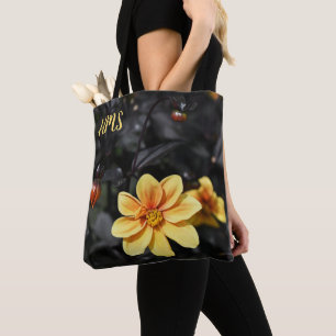 Yellow Dahlia Flowers Wisley Gardens Monogram Tote Bag