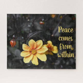 Yellow Dahlia Flowers Wisley Gardens Motivational Jigsaw Puzzle