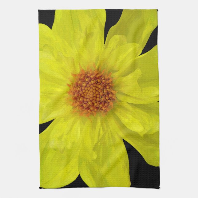 Yellow Dahlia Kitchen Towel (Vertical)