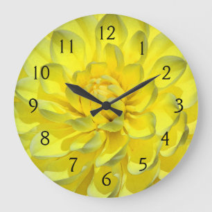 Yellow Dahlia Large Clock