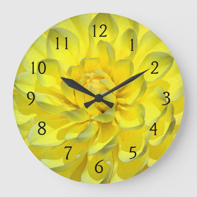 Yellow Dahlia Large Clock (Front)