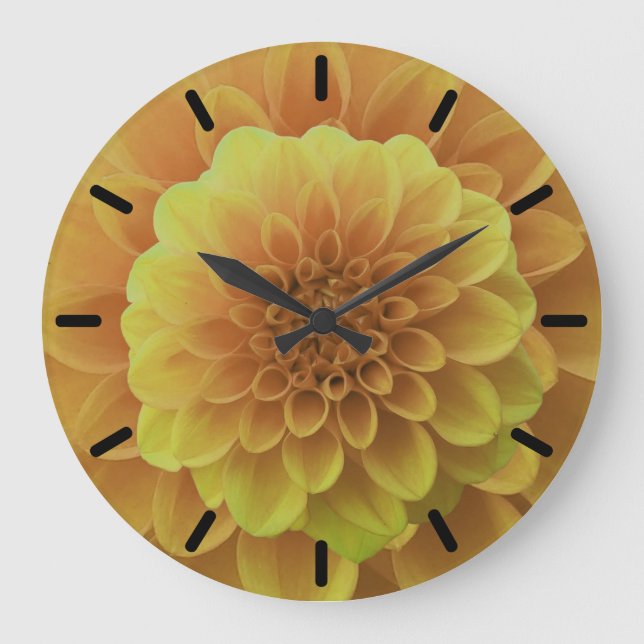 Yellow Dahlia Large Clock (Front)