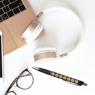 Yellow Dahlia on Black Floral Pattern