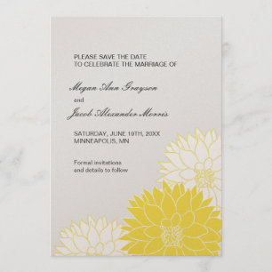 Yellow Dahlia on Grey Save The Date