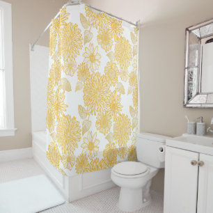 Yellow Dahlias & Daisies Shower Curtain