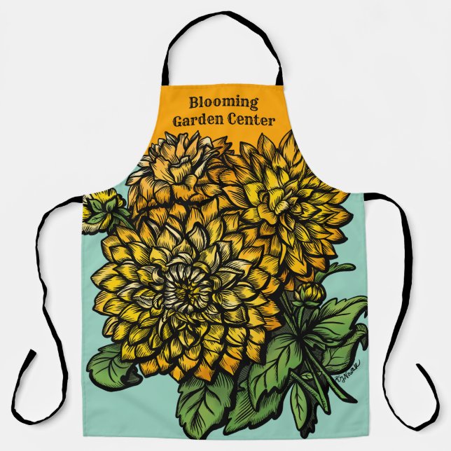 Yellow Dahlias Floral  Apron (Front)