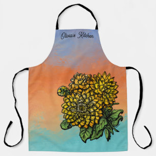 Yellow Dahlias Floral Apron