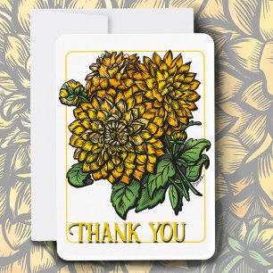 Yellow Dahlias Floral Flat Thank You Card