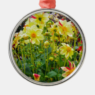 Yellow dahlias garden metal tree decoration