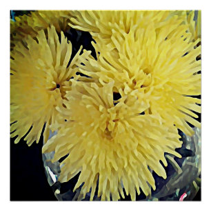 yellow dahlias -painting  poster