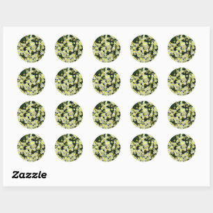 Yellow Dainty Daisy Flower Buttons, Classic Round Sticker
