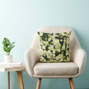 Yellow Dainty Daisy Flower Buttons, Cushion
