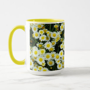 Yellow Dainty Daisy Flower Buttons,  Mug