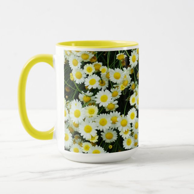 Yellow Dainty Daisy Flower Buttons,  Mug (Left)