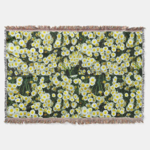 Yellow Dainty Daisy Flower Buttons, Throw Blanket