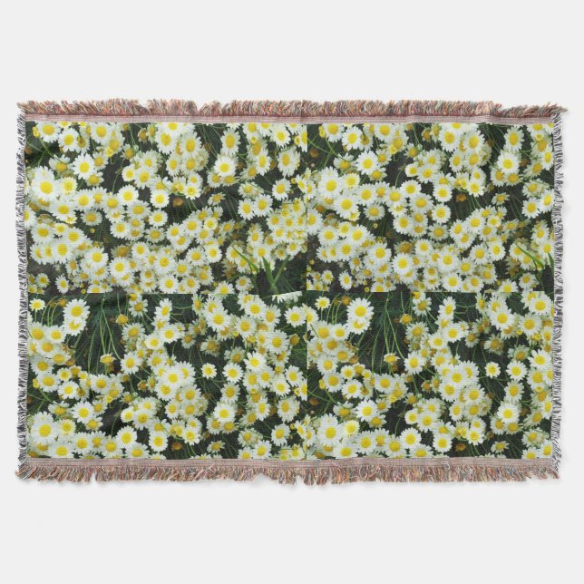 Yellow Dainty Daisy Flower Buttons,  Throw Blanket (Front)