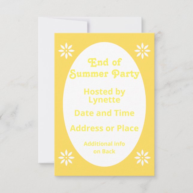 Yellow Dainty Floral End of Summer Party  Invitation (Front)