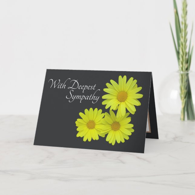 Yellow Daisies Against Grey Background Sympathy Card (Front)