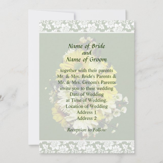 Yellow Daisies and White Mums Wedding Invitation (Front)