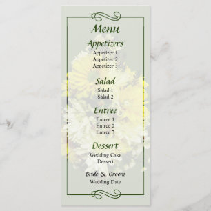 Yellow Daisies and White Mums Wedding Menu