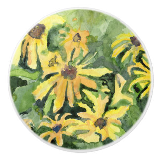 Yellow Daisies Ceramic Drawer Pull