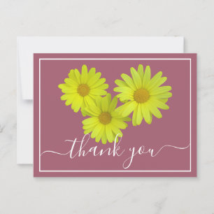 Yellow Daisies Colourful Pink Background Thank You Postcard