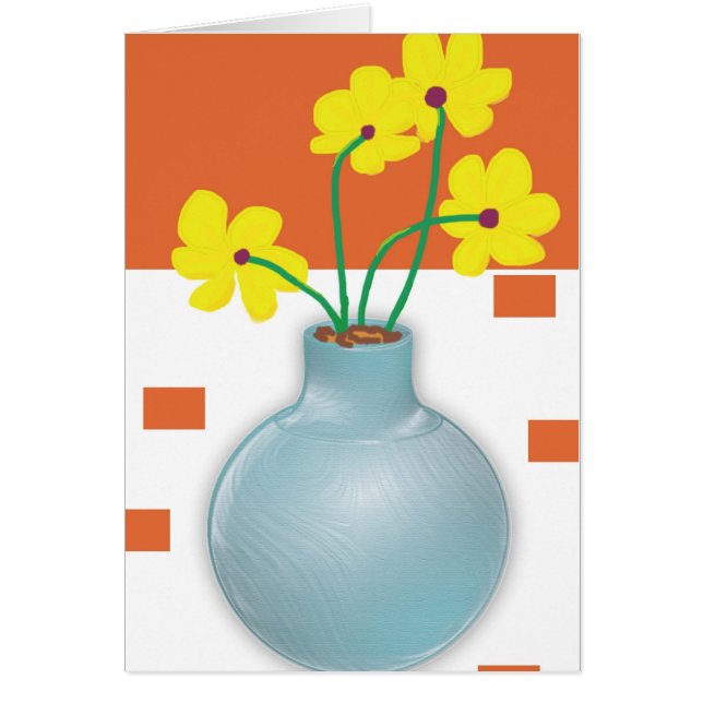 Yellow Daisies in a Blue Vase with Custom Text (Front)