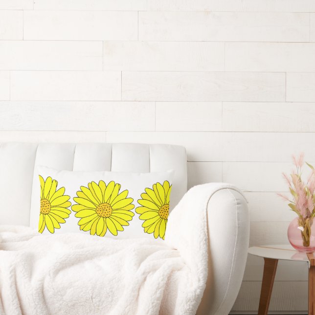 Yellow Daisies Lumbar Cushion (Couch)