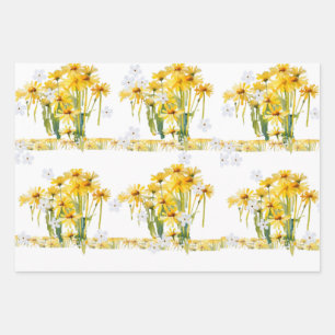 Yellow daisies mix n match wrapping  paper sheet