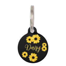 Yellow daisies on black dog name phone and address