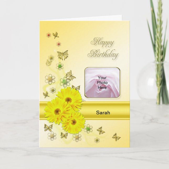 Yellow daisies Photo Card for a birthday (Front)