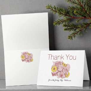 Yellow Daisies Terra  Cotta Outlined Bouquet Thank You Card