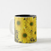 YELLOW DAISIES WITH LEOPARD PRINT Two-Tone COFFEE MUG (Front Left)
