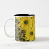 YELLOW DAISIES WITH LEOPARD PRINT Two-Tone COFFEE MUG (Left)
