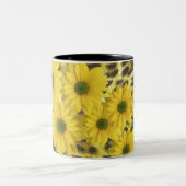 YELLOW DAISIES WITH LEOPARD PRINT Two-Tone COFFEE MUG (Center)