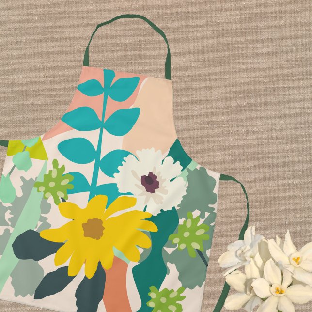 Yellow Daisy Abstract Modern Colour Blocks   Apron (Creator Uploaded)