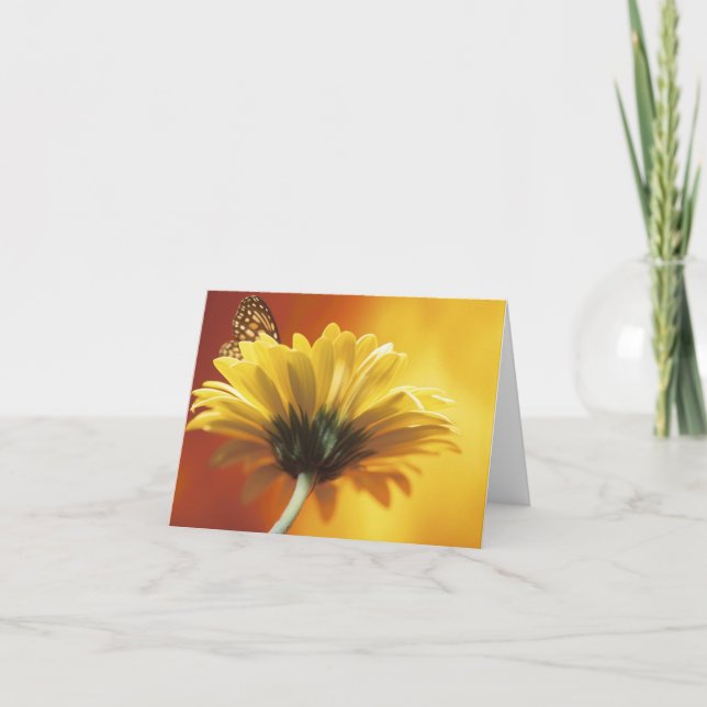 Yellow Daisy and Butterfly Note Card (Front)