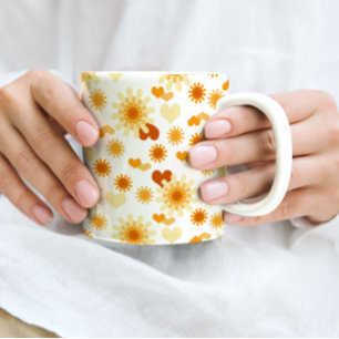 Yellow Daisy and Heart Coffee Mug