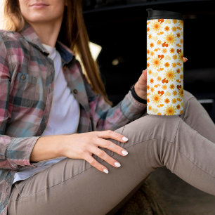 Yellow Daisy and Heart Thermal Tumbler