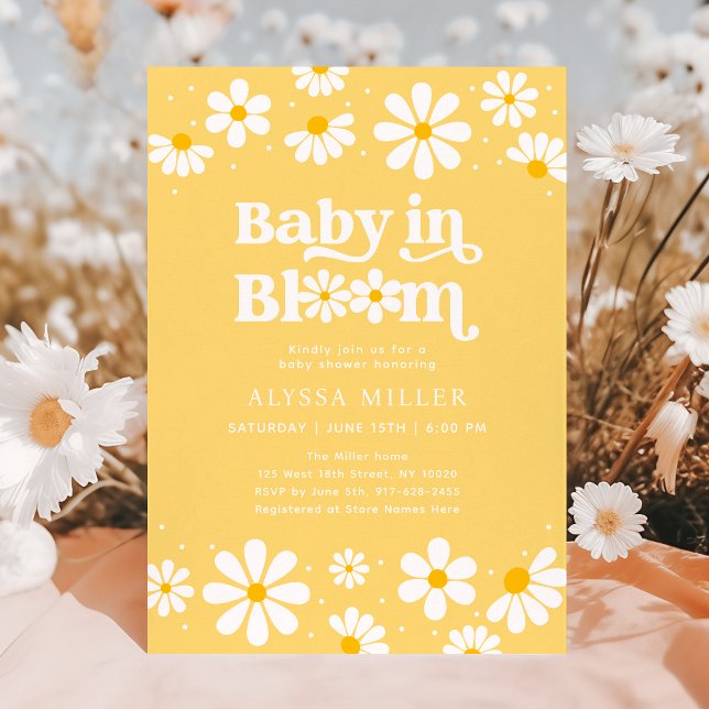 Yellow Daisy Baby in Bloom Baby Shower Invitation (Creator Uploaded)