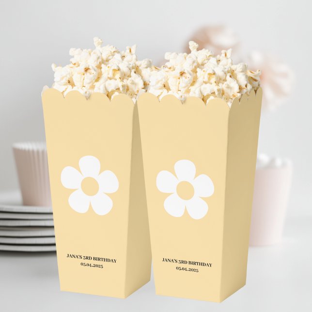Yellow Daisy Birthday  | Elegant Popcorn Favour Box (Creator Uploaded)