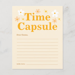 Yellow Daisy Birthday Time Capsule Party Game Card
