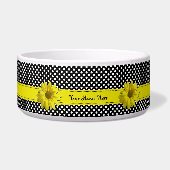 Yellow Daisy Black and White Polka Dots (Front)