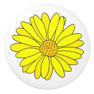 Yellow Daisy Ceramic Knob