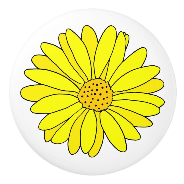 Yellow Daisy   Ceramic Knob (Front)