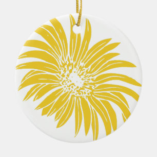 YELLOW DAISY CERAMIC ORNAMENT