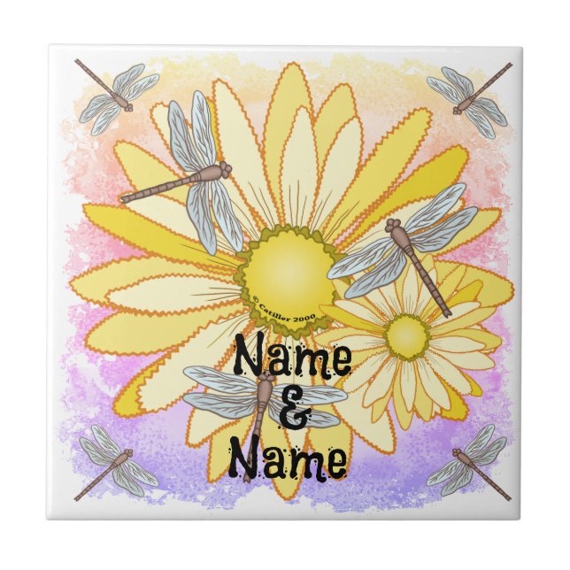 Yellow Daisy  Ceramic Tile (Front)
